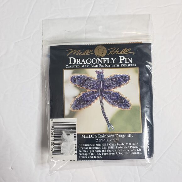 MILL HILL Rainbow Dragonfly Pin MHDF4 Counted Glass Bead Cross Stitch Kit NEW - Picture 3 of 3